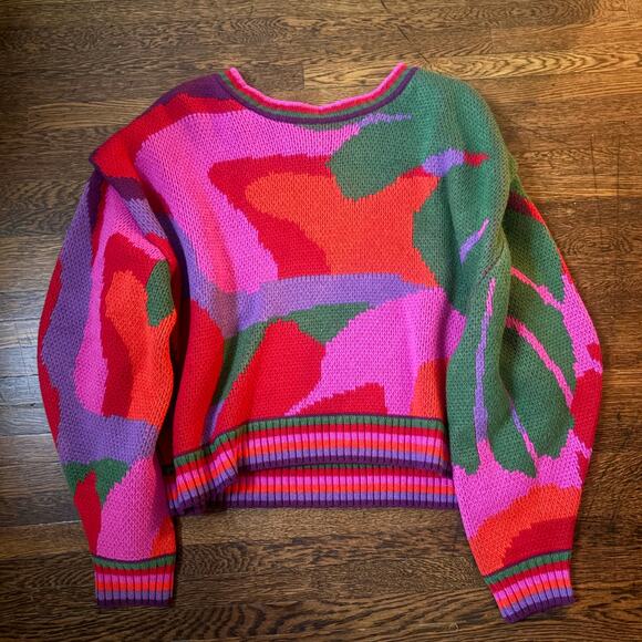 FARM Rio Abstract Scarf Sweater Size Large - Picture 5 of 9